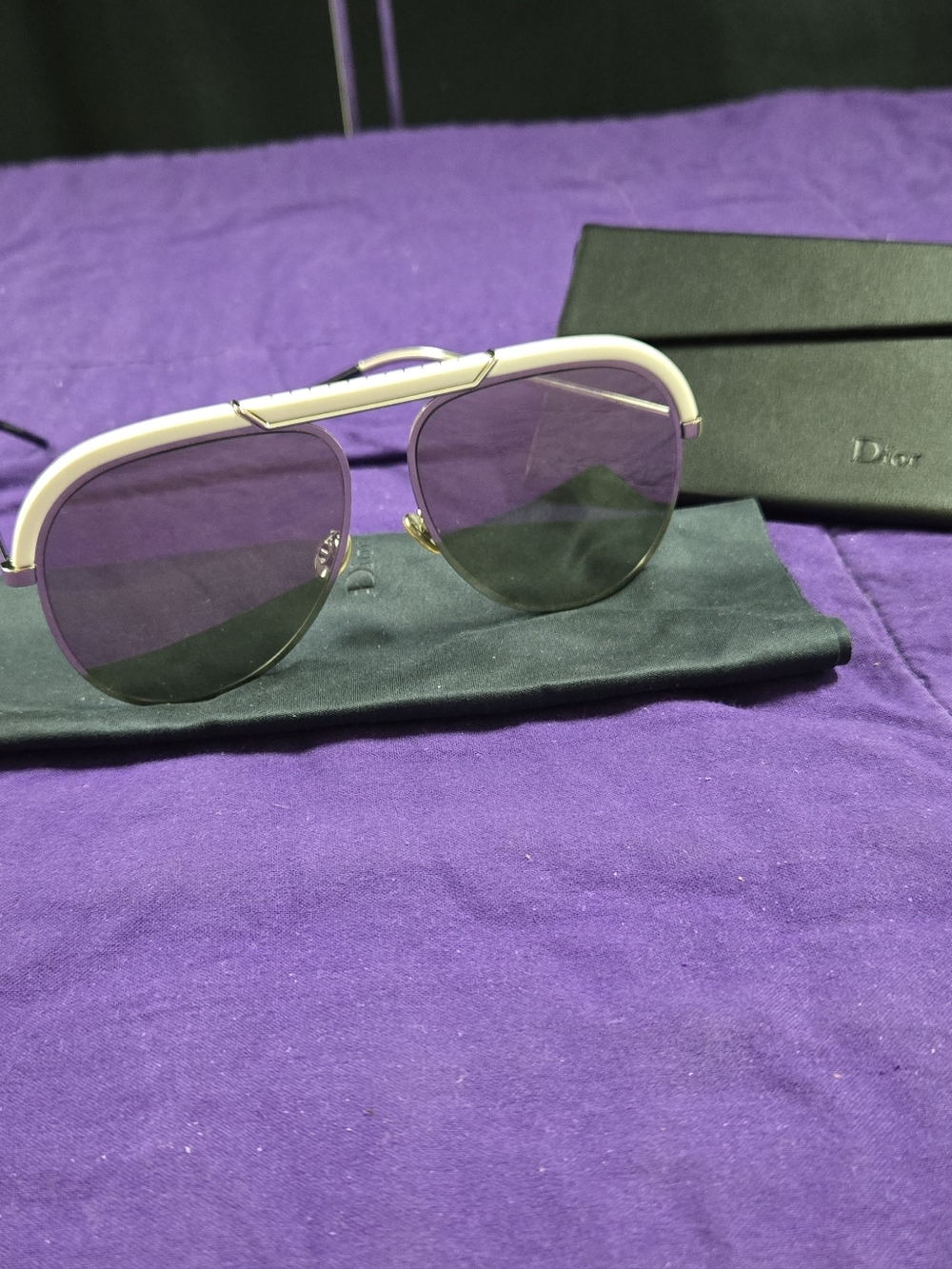 Dior Desertic Y3RQV White Frame Aviator Mirror Lenses.